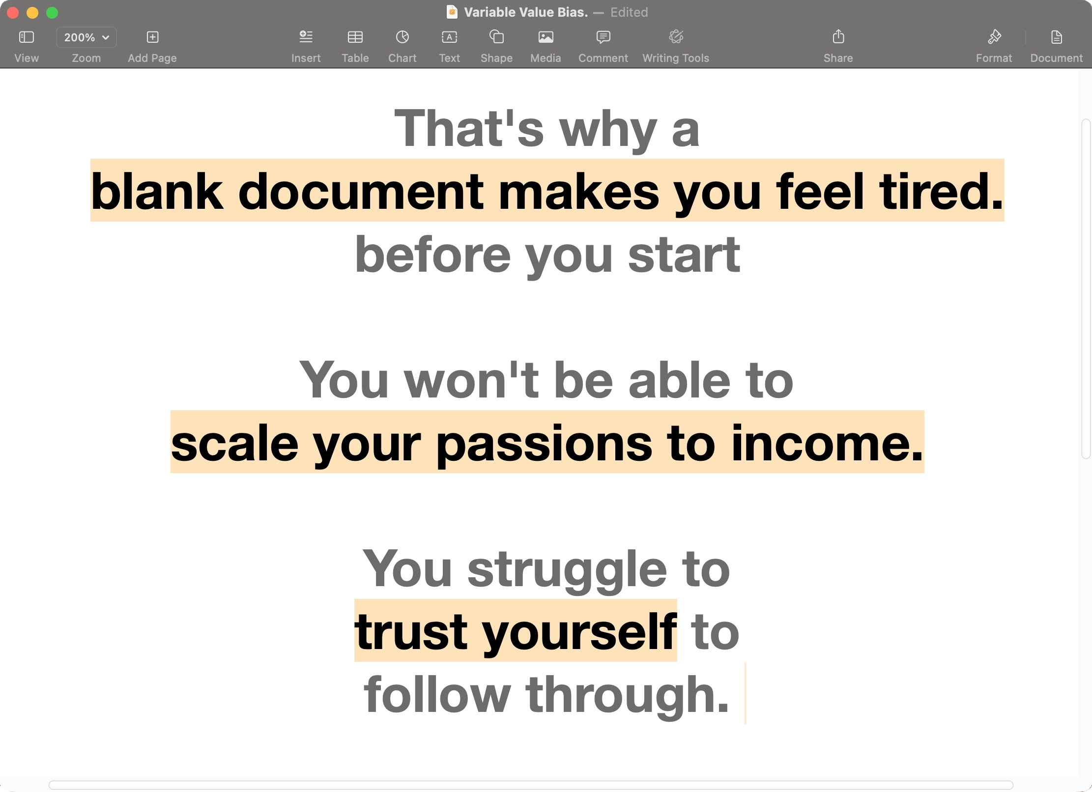 The cost of Variable Value Bias